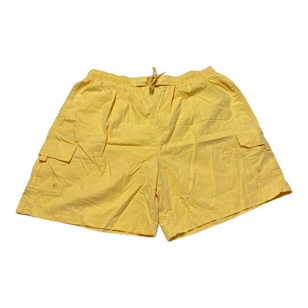 SAND N SUN Yellow Swim Suit Trunks Shorts Men's XL 40/42 Cargo Water Short